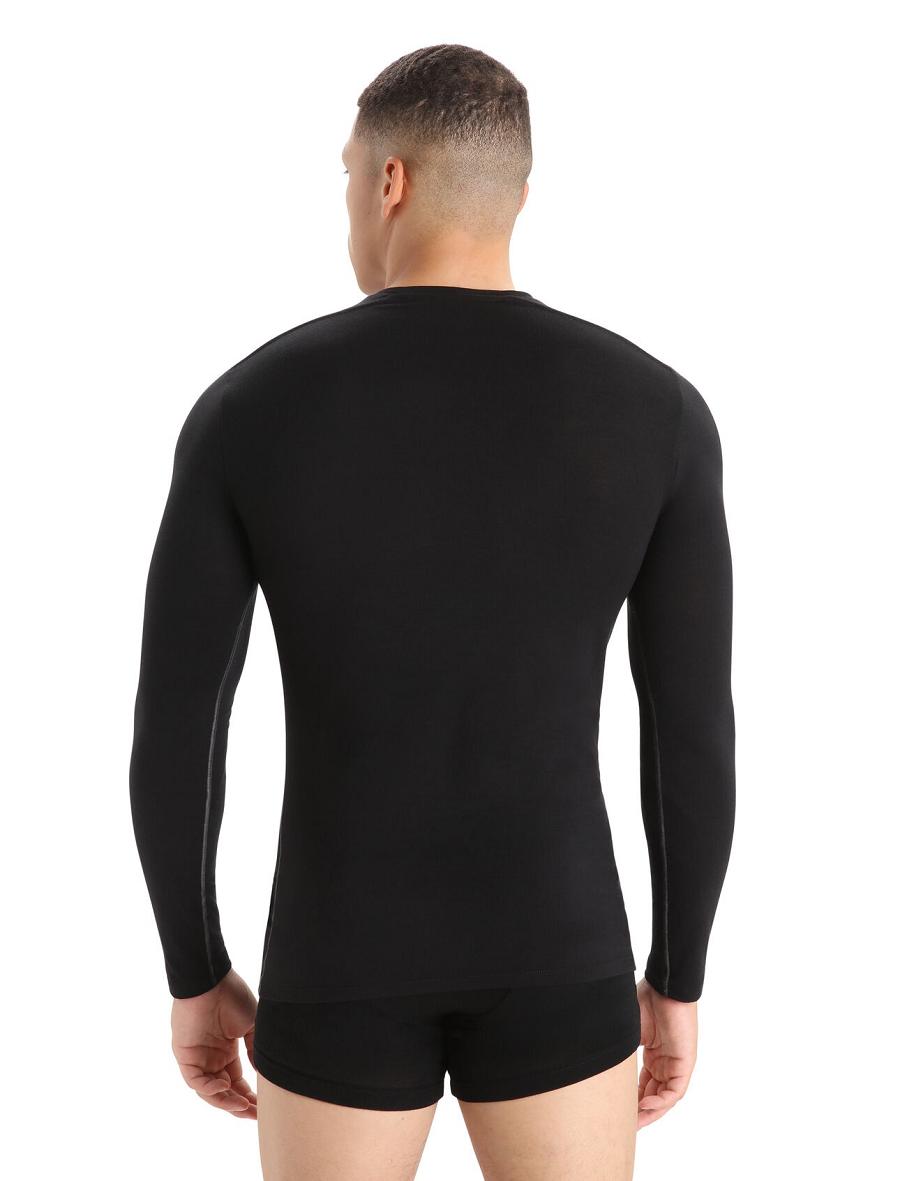 Sous Vêtement Icebreaker Merino Anatomica Long Sleeve Crewe T-Shirt Homme Noir | FR 1292BEXC